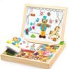 Wooden Magnetic Puzzle Toys Children 3D Puzzle Box Figure Animals Circus Writing Drawing Board Learning Education Toys For Kids