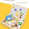 Wooden Magnetic Puzzle Toys Children 3D Puzzle Box Figure Animals Circus Writing Drawing Board Learning Education Toys For Kids